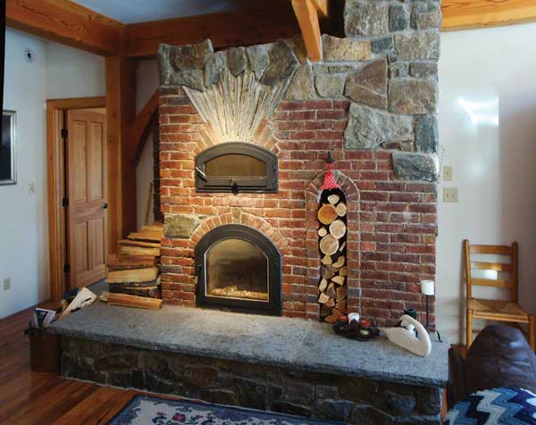 
A masonry heater's high thermal mass provides a steady supply of heat.
